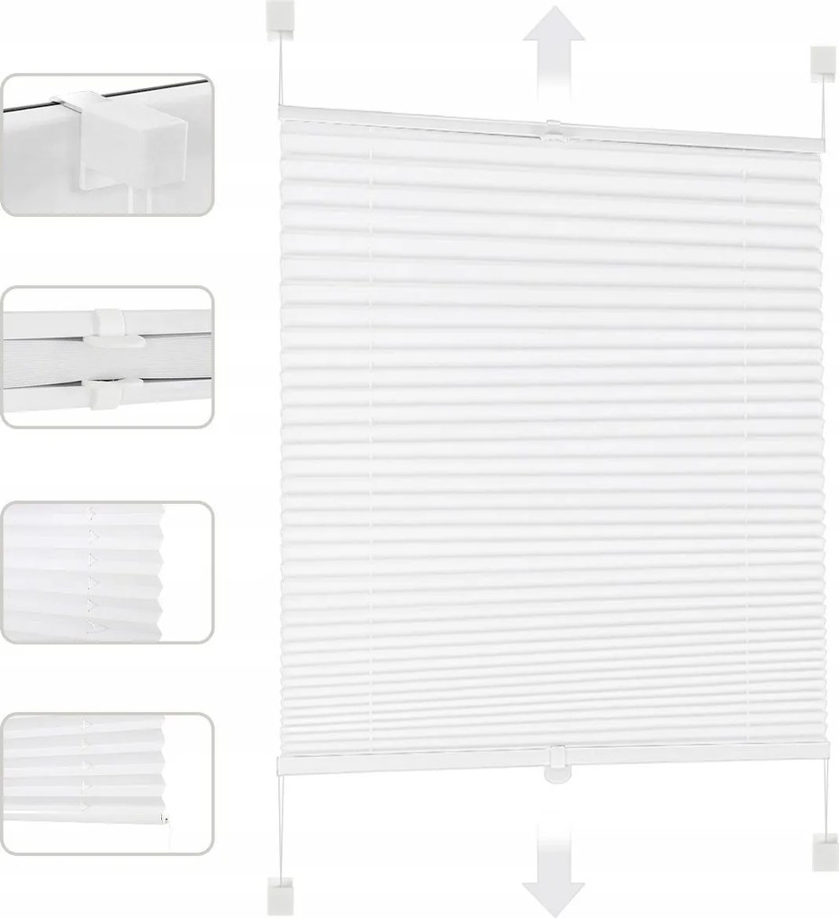 Pliszírozott Sötétítő Roló Fehér Redőny 50 x 100 CM