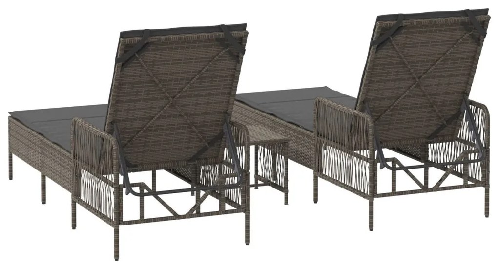 nyugágy szett 3-as szett Szürke és sötétszürke PE rattan