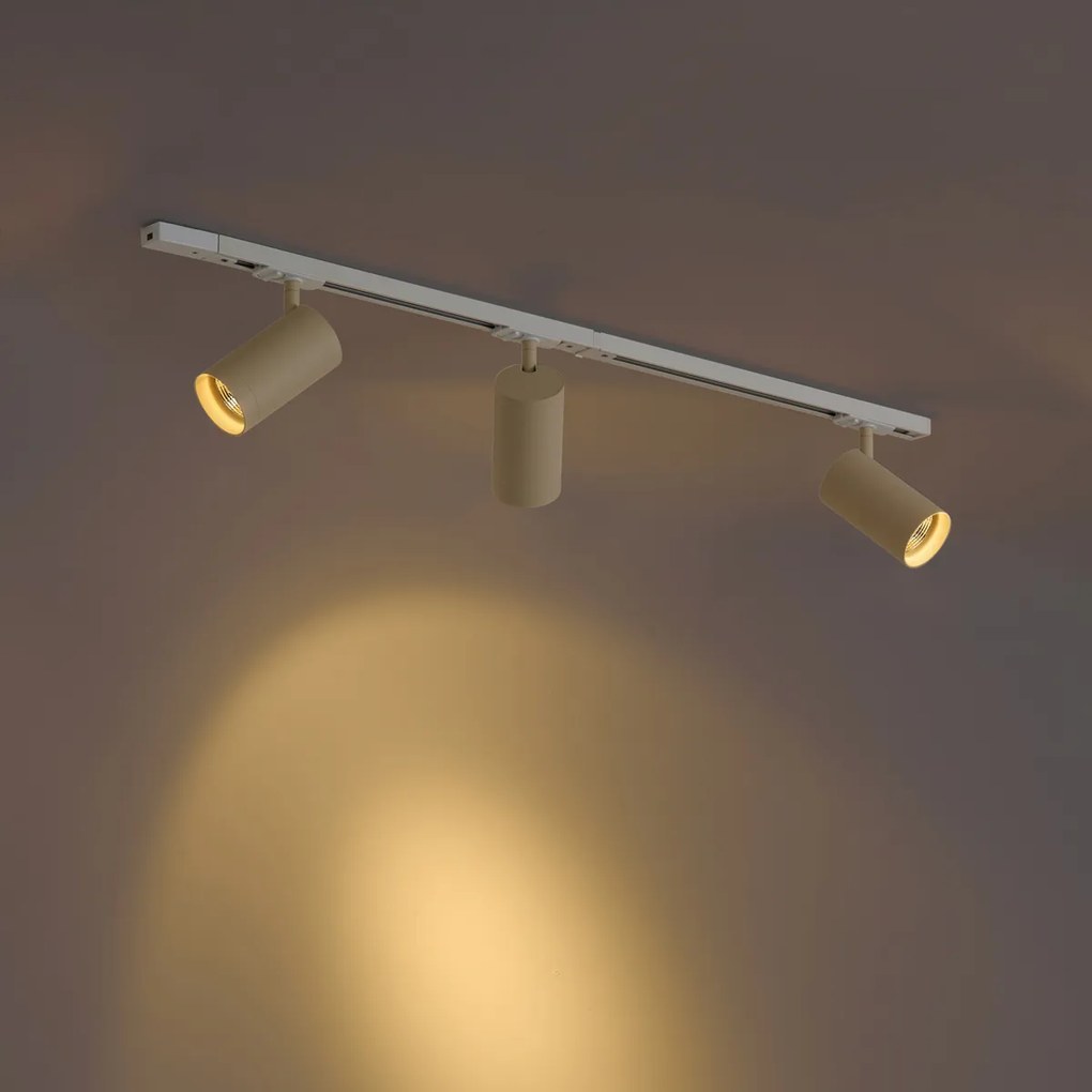 Modern sínrendszer 3 spotlámpával fehér bézs színben 1 fázisú GU10 70mm - Iconic Jeana Luxe