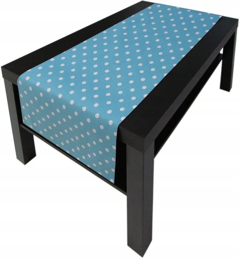 Dekorációs futópad 40x140 Natura kék türkiz fehér pöttyökkel