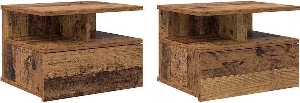 vidaXL Lebegő éjjeliszekrény 2 pcs Öreg fa 40 x 31 x 28 cm Faanyag