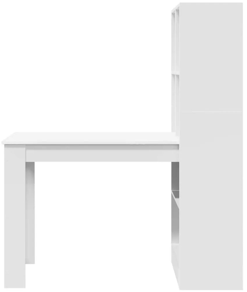 Asztal polcokkal tárolóval Fehér 122 x 67 x 145 cm Faanyag