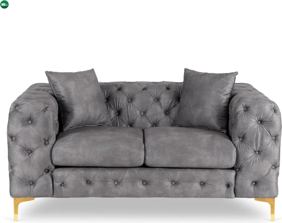 Sofa SORRENTO 2S Dwuosobowa Szara Welurowa