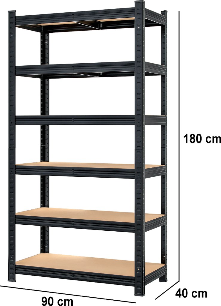 Deuba 6-polcos állvány - fekete