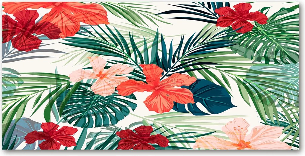 Konyhai panel Trópusi virágok 120x60 cm Ragasztó