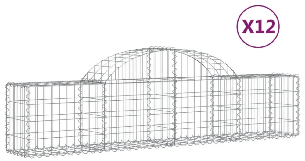 12 db íves horganyzott vas gabion kosár 200x30x40/60 cm