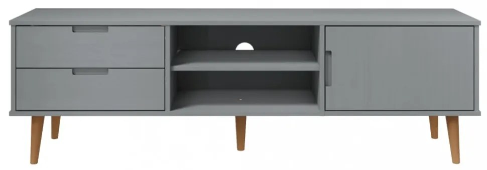MOLDE szürke tömör fenyőfa TV-szekrény 158 x 40 x 49 cm