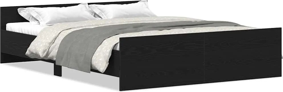 vidaXL fekete tölgy színű szerelt fa ágykeret matrac nélkül 150x200 cm