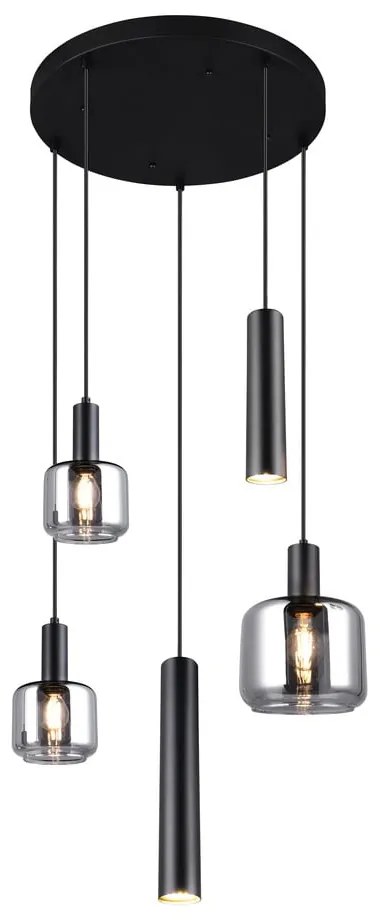 Fekete függőlámpa fém-üveg búrával ø 40 cm Mataro – Trio