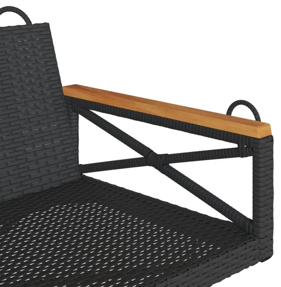 fekete polyrattan hintapad 109 x 62 x 40 cm