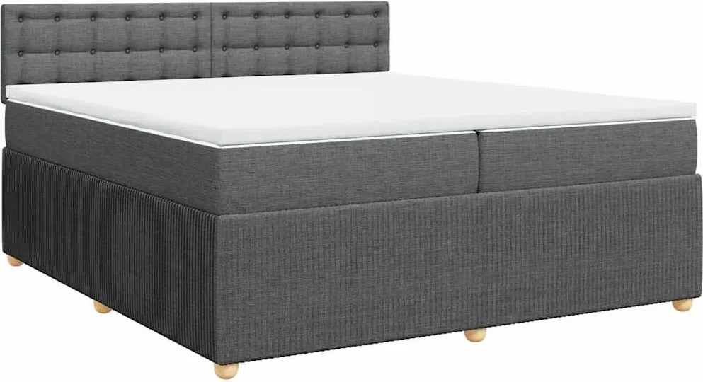 vidaXL sötétszürke szövet rugós ágy matraccal 200 x 200 cm