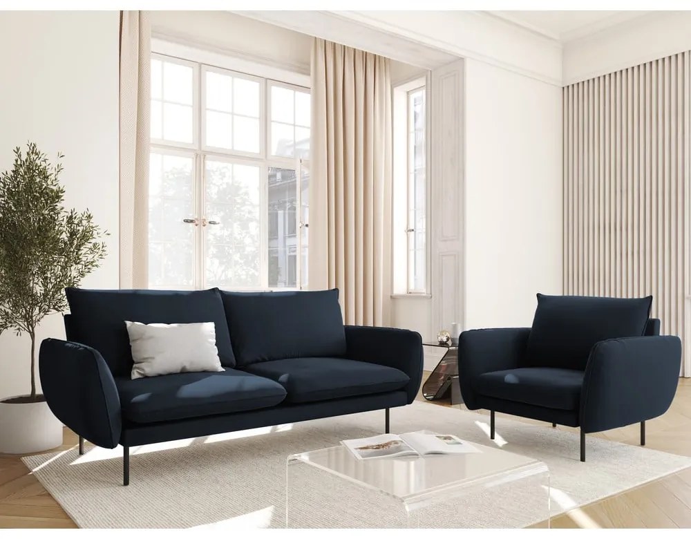 Sötétkék bársony fotel Vienna – Cosmopolitan Design