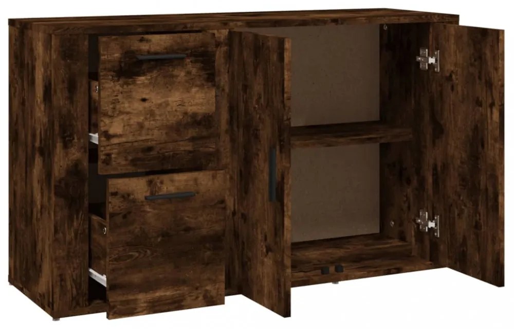 füstös tölgy színű szerelt fa tálalószekrény 100x33x59,5 cm