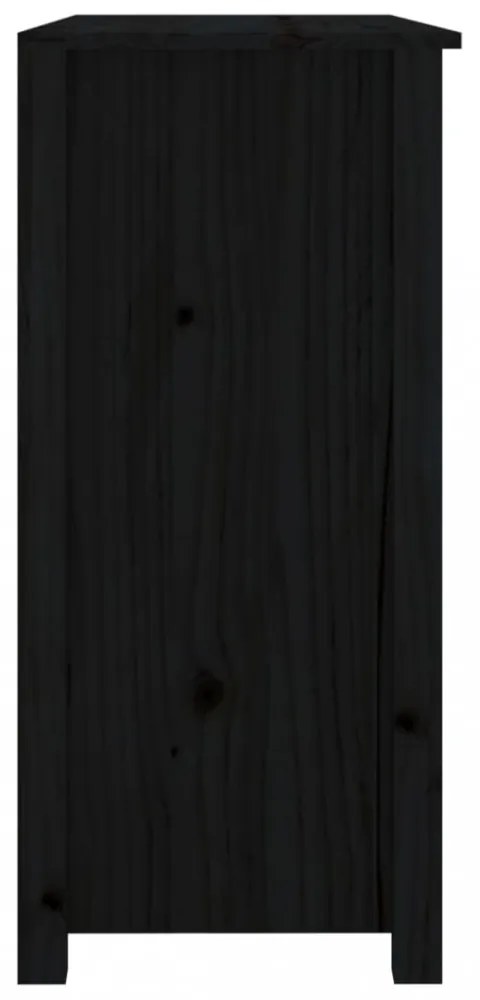 fekete tömör fenyőfa tálalószekrény 100 x 35 x 74 cm