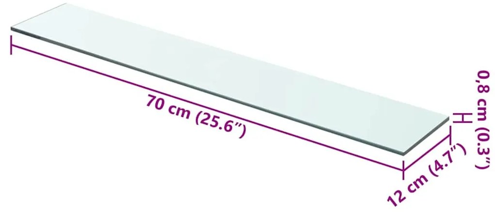 70x12 cm átlátszó panel üvegpolc