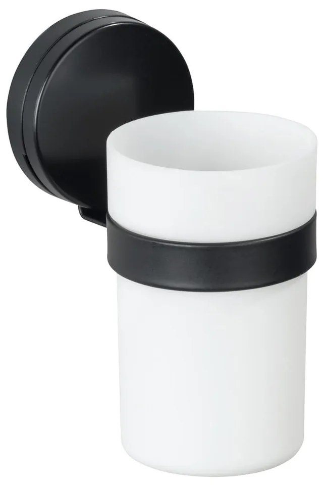 Static-Loc® Plus fekete-fehér fali fogkefetartó pohár - Wenko