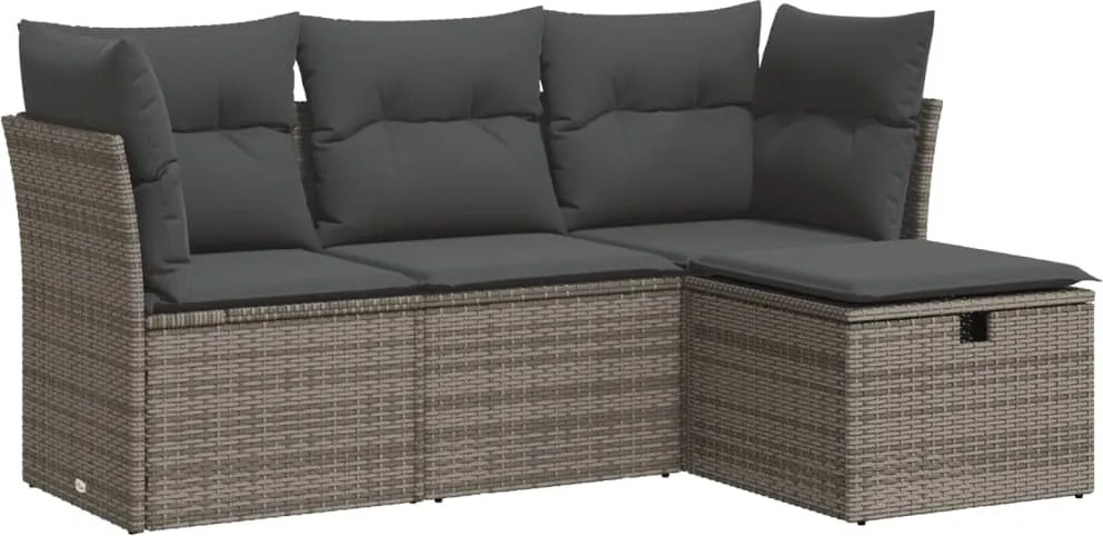 vidaXL 4 részes szürke polyrattan kerti ülőgarnitúra párnákkal