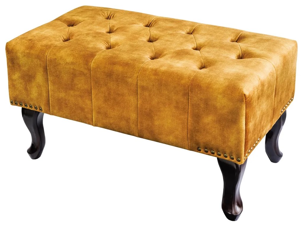 Design puff Chesterfield mustársárga bársony