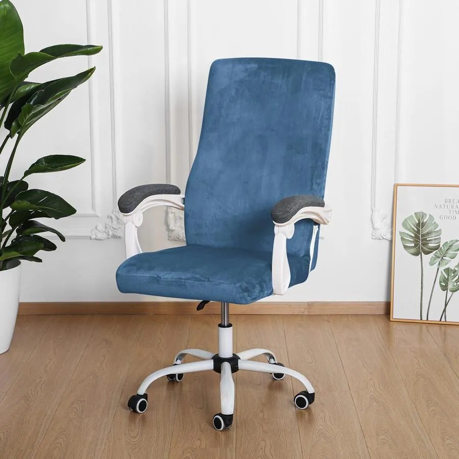 Forgószék Huzat (XL-es, bársonyos, 1 részes, rugalmas, mosható, kék)