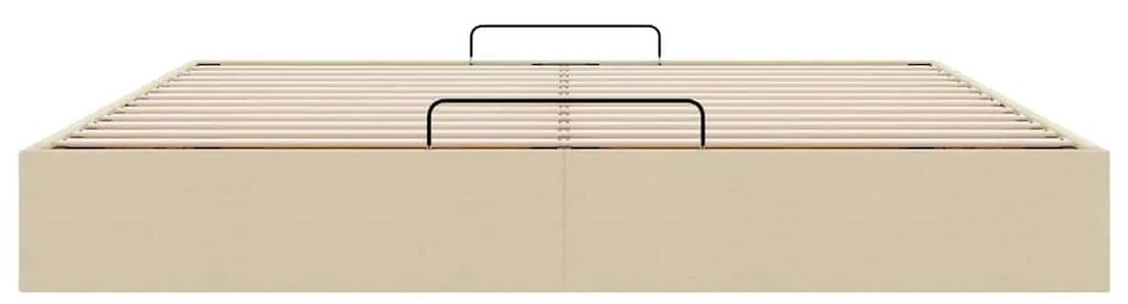 Ottomán krémszínű szövet ágykeret matrac nélkül 200 x 200 cm