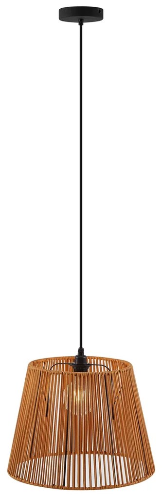 Kültéri függőlámpa fekete narancssárga kötélárnyékolóval IP44 - Cava Jayla