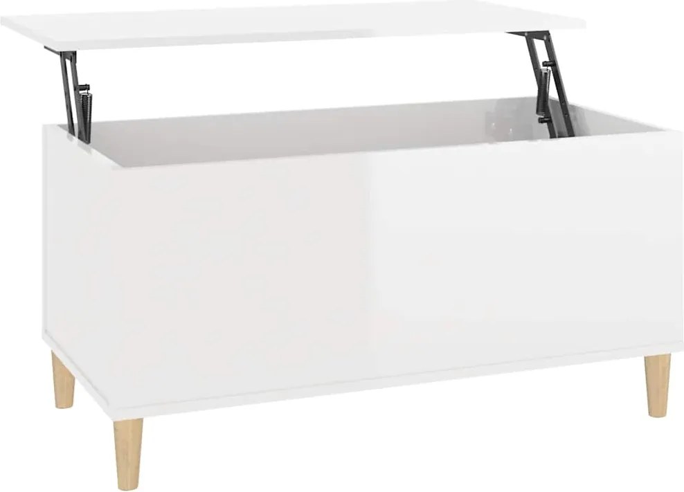 vidaXL magasfényű fehér szerelt fa dohányzóasztal 90x44,5x45 cm