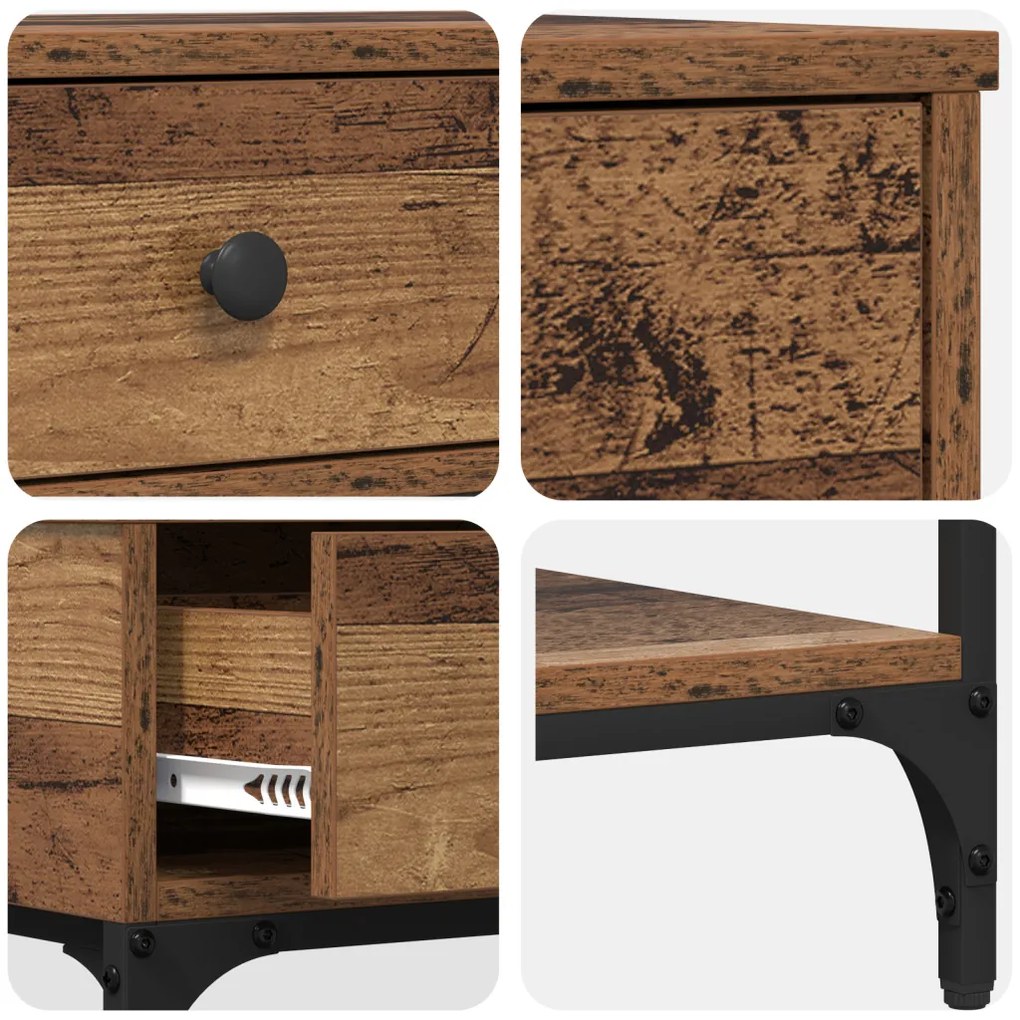 konzol asztal Régi fa 75x34.5x75 cm Műszaki fa