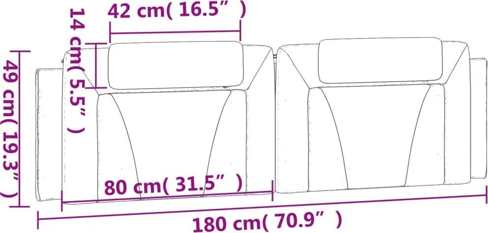 szürke műbőr fejtámla párna Viana 180 cm
