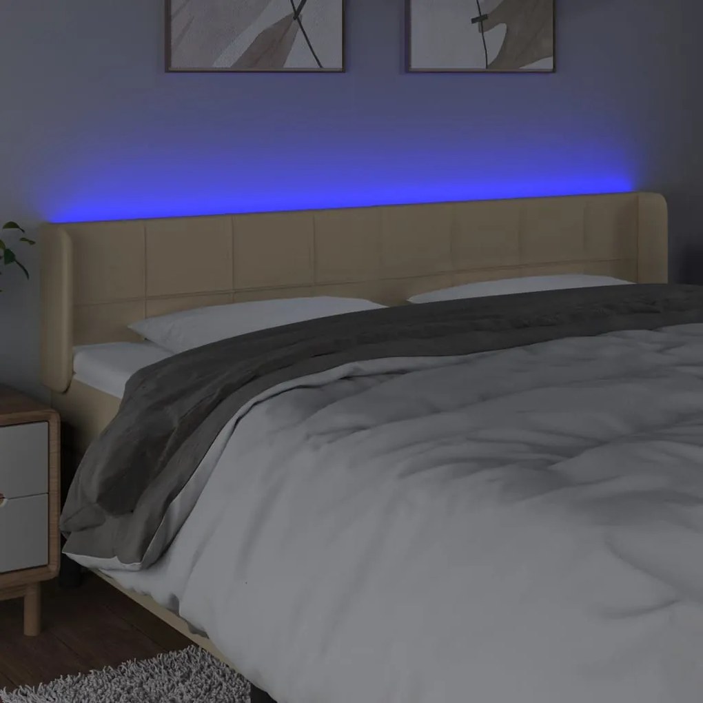 krémszínű szövet LED-es fejtámla 183 x 16 x 78/88 cm