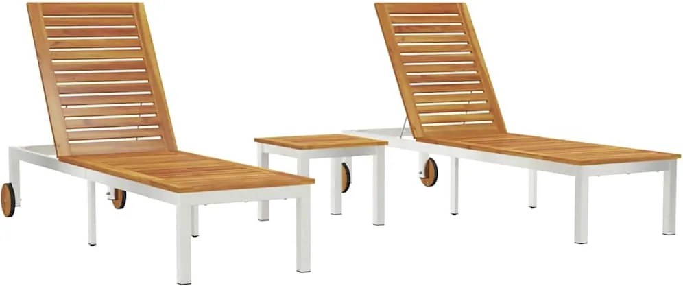 vidaXL Fekvőszék 2-személy 3 pcs Barna Tömör Akácfa