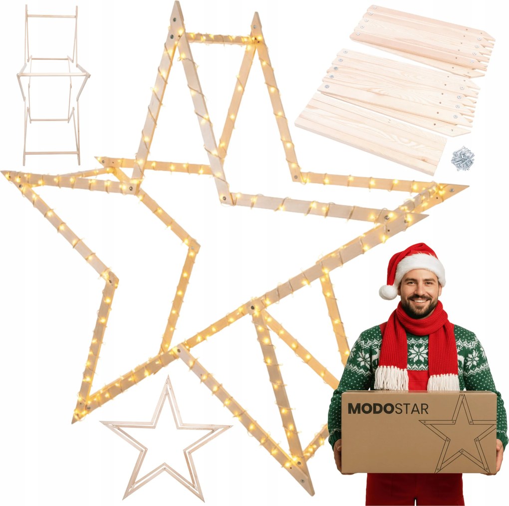 Karácsonyi csillag 3D gyors szétszerelés ModoStar 189cm fa Impregnáló
