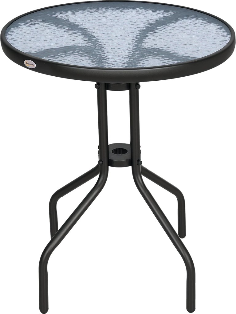 Outsunny Kertasztal ∅60xH70cm, Időjárásálló Fém Teraszasztal, Vízgyűrűs Mintával Ellátott Étkezőasztal, Kültéri Kempingasztal, Kerek Terasz Asztal Ker