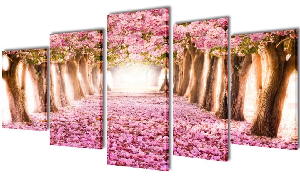 vidaXL Vászon falikép szett cseresznyevirág 100 x 50 cm