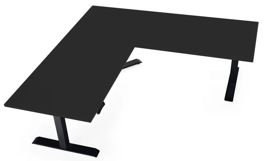 OfficeTech Angle állítható magasságú asztal, 180 + 120 cm, fekete alap, fekete