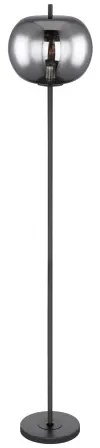 Globo 15345S Állólámpa fekete fém, füstszínű üveg búrával. Ø:300, H:1600, exkl. 1xE27 60W 230V