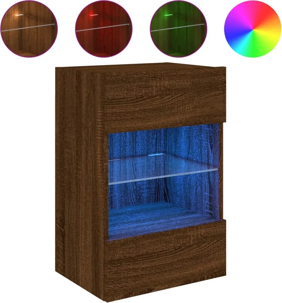 vidaXL barna tölgyszínű fali TV-szekrény LED-del 40x30x60,5 cm