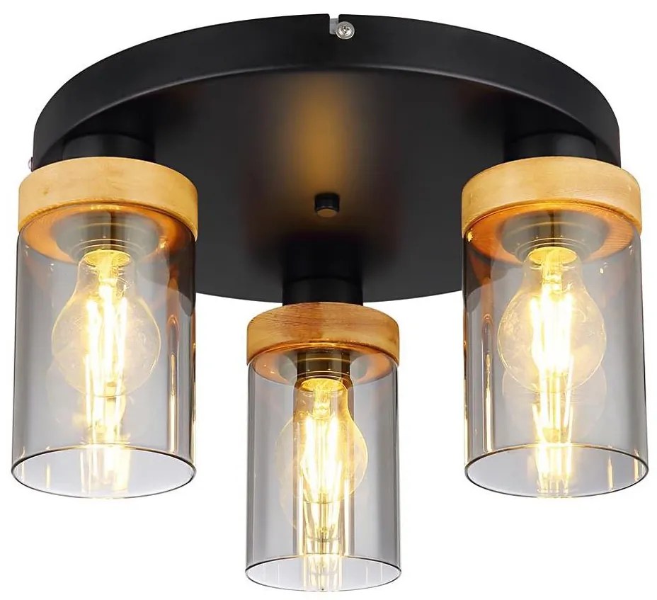 Globo 15557-3D - Fali lámpa FINCA 3xE27/40W/230V fém/fa