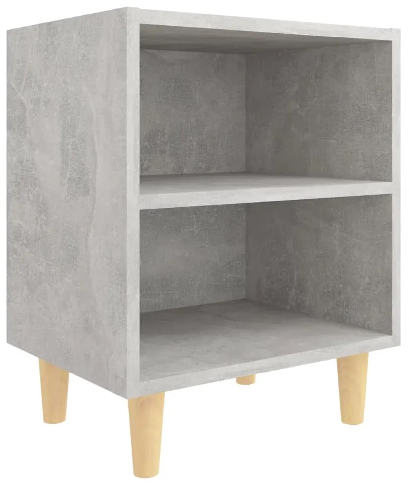 2 db betonszürke éjjeliszekrény tömör fa lábakkal 40x30x50 cm