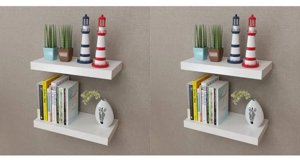 4 db fehér fali polc 40 cm