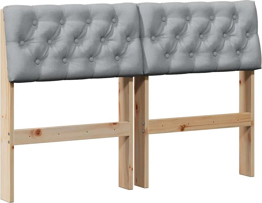 vidaXL Kárpitozott fejtámla Világosszürke 120 cm Tömör fenyőfa