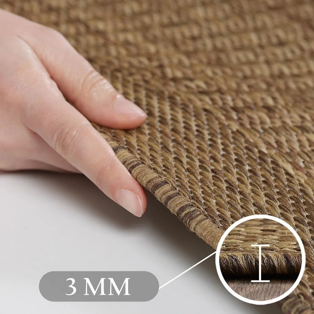 Natúr színű kerek kültéri-beltéri szőnyeg ø 200 cm Giza 1410 – Ayyildiz Carpets