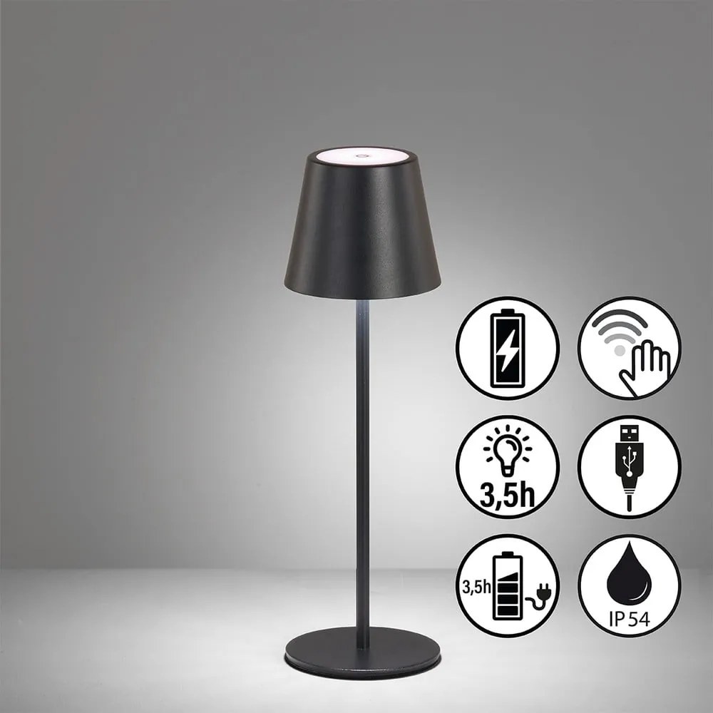 Fekete LED asztali lámpa fém búrával (magasság 36,5 cm) Viletto – Fischer & Honsel