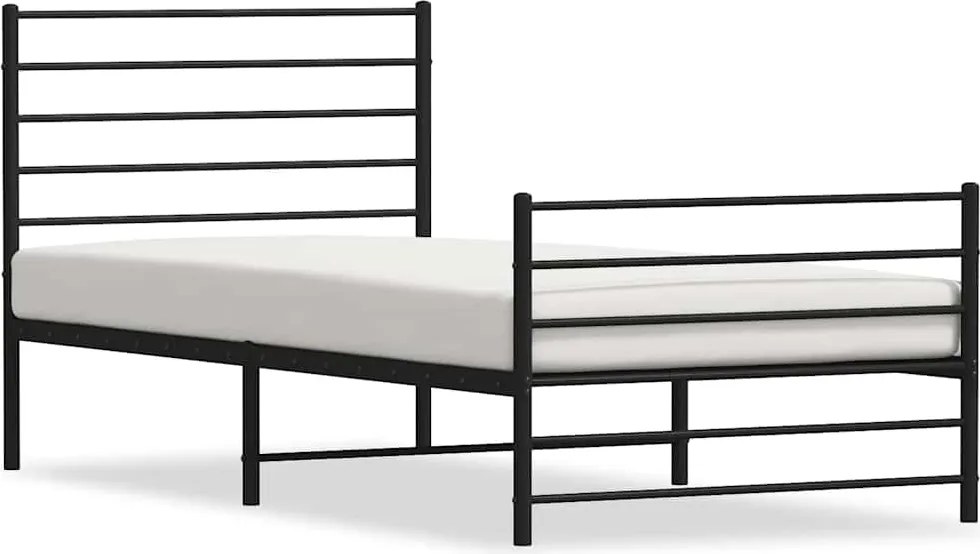 vidaXL fekete fém ágykeret fej- és lábtámlával 80 x 200 cm