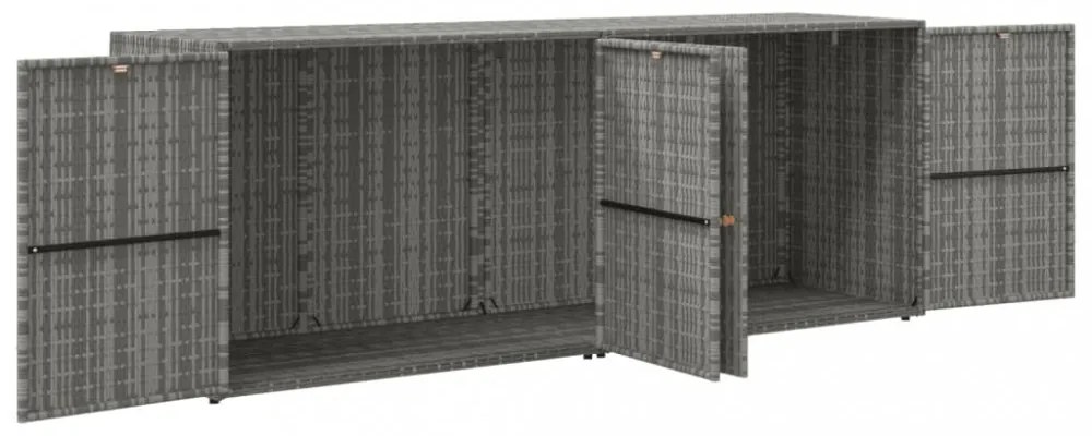 szürke polyrattan kerti tárolószekrény 198 x 55,5 x 80 cm