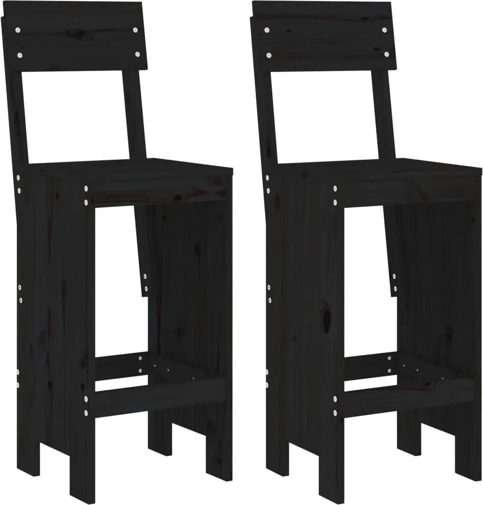 vidaXL 2 db fekete tömör fenyőfa ülőke 40x48,5x115,5 cm