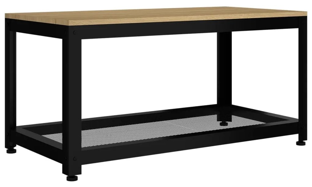 Világosbarna és fekete MDF és vas dohányzóasztal 90x45x45 cm