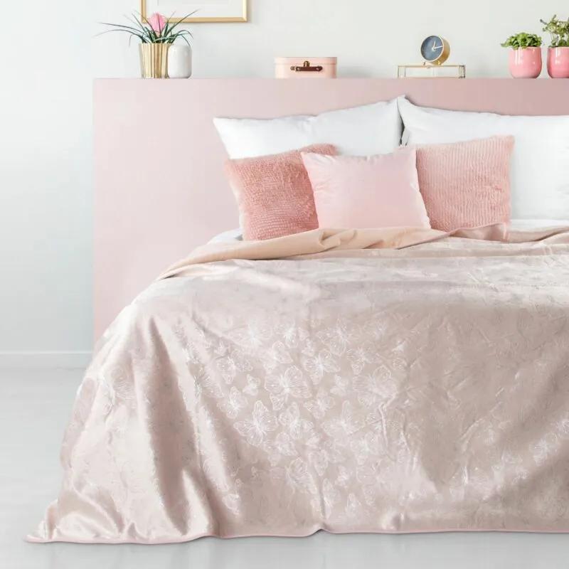 Layla bársony ágytakaró Pasztell rózsaszín 170x210 cm