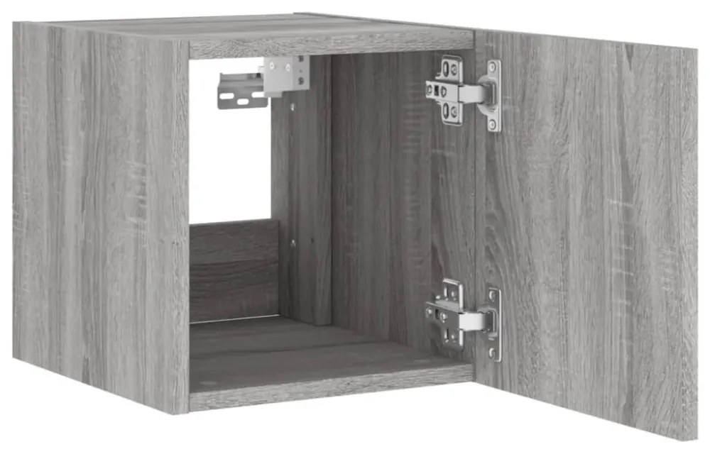 szürke sonoma színű fali TV-szekrény LED-ekkel 30,5x35x30 cm