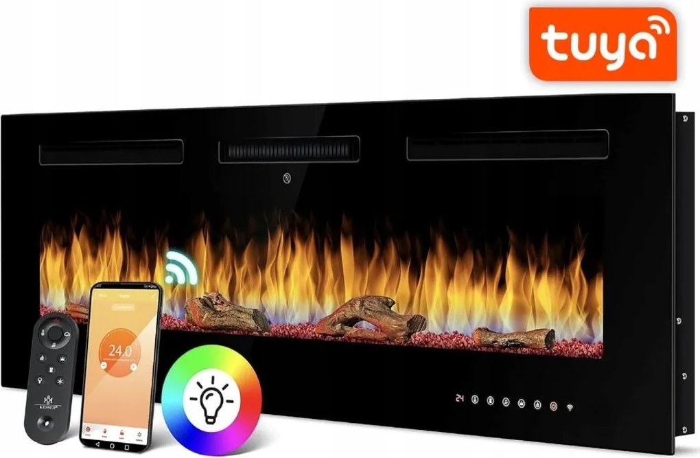 Bot Tuya ES1 intelligens elektromos kandalló, fekete, kicsi, fekete