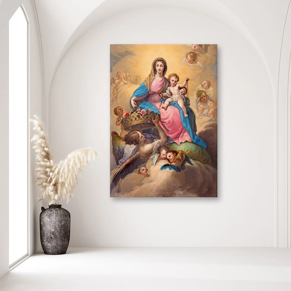 Gario Vászonkép Szuz Mária és gyermeke angyalok között, Segovia Méret: 70 x 100 cm